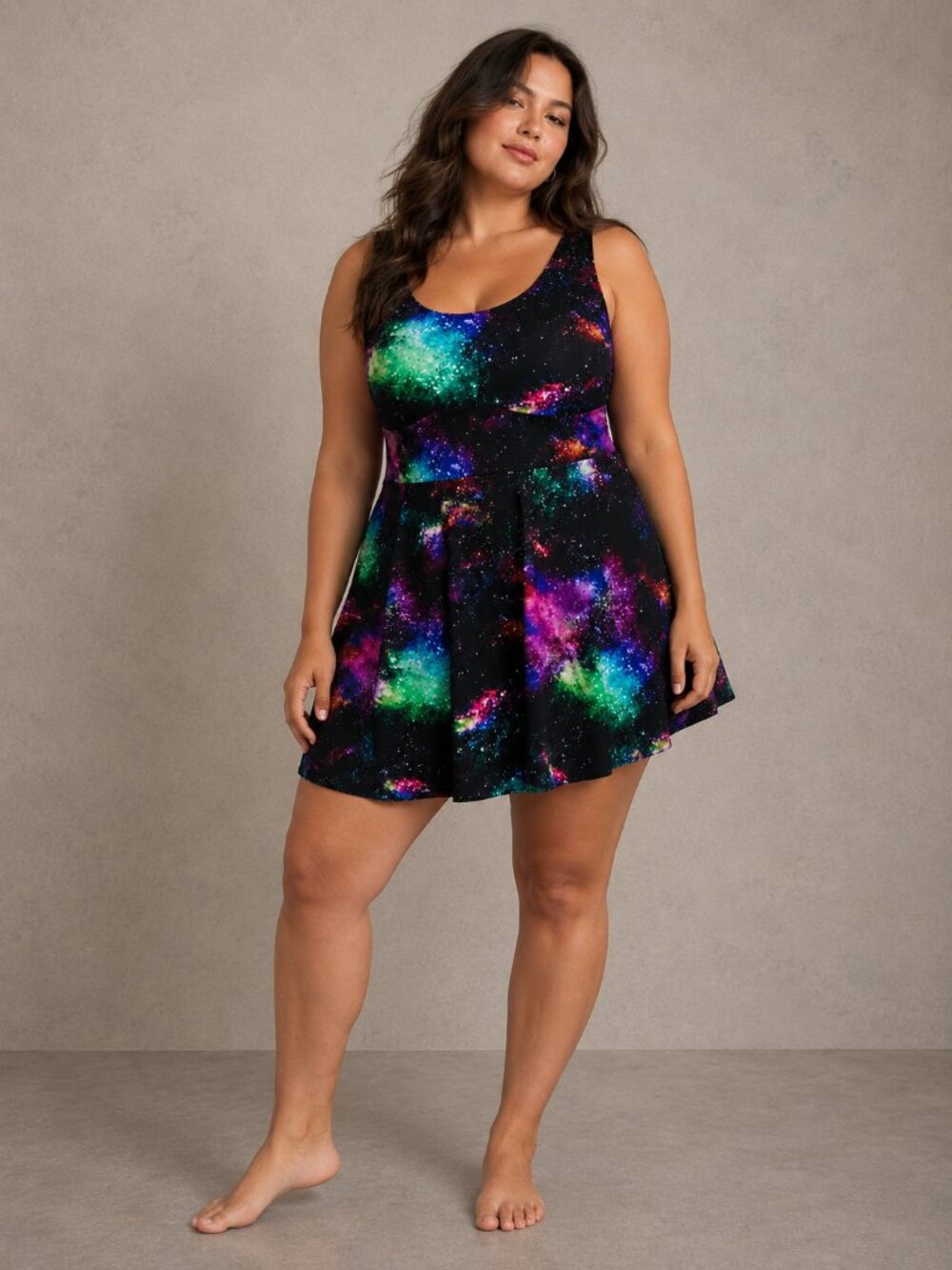 Torrid Swim Suit Dress in Galaxy Print Size 3 US 3X